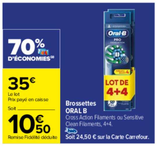 Sélection d'articles en promotion - Ex: Lot de 2 paquets de 4 brossettes dentaire Oral-B Pro Cross Action (via 25€ sur la carte)