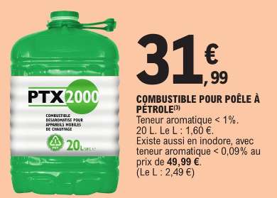 Combustible pour poêle à pétrole CLAMC PTX 2000 (20L)