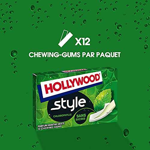 Lot de 18 paquets de 12 Chewing Gum Style Hollywood - Parfum Chlorophylle