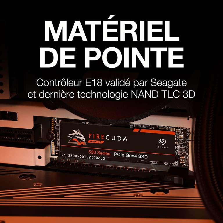 SSD interne M.2 NVMe Seagate Firecuda 530 - 1 To, PCI 4.0, NAND TLC 3D (ZP1000GM3A013) compatible PS5