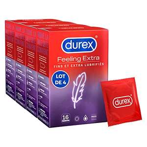 Lot de 4 boîtes de Préservatifs Durex - Feeling Extra, 64 Préservatifs (4x16), Fins & Extra Lubrifiés (Vendeur Tiers)