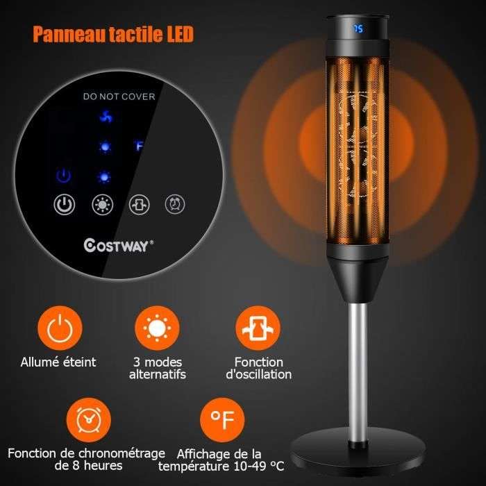CDAV] COSTWAY Chauffage d'Appoint Soufflant Céramique 1200/2000W  Télécommande Minuterie 8H 15m²-20m² (vendeurs tiers) –