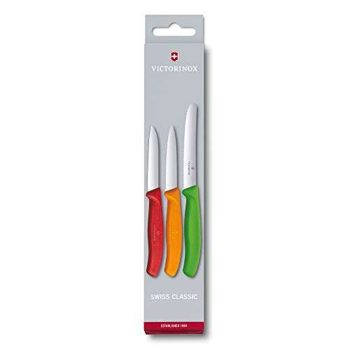 Set de 3 couteaux d’office Victorinox Swiss Classic - Inoxydable, Passe au Lave-Vaisselle, Coloré