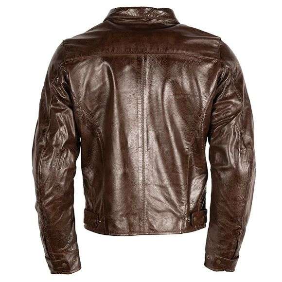 Blouson de moto Homme DXR Sumac - En cuir, Marron, Taille M uniquement