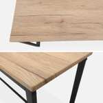 Table Loft L140 x l80 x H75cm + 2 bancs L120x l35 x H46cm - Armature acier noir, Plateaux coloris chêne clair