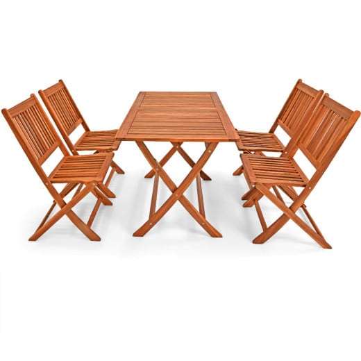 Table de jardin Sydney Casaria 120 x 70 x 75 cm + 4 chaises 50 x 90 x 60 cm - Bois d'acacia FSC