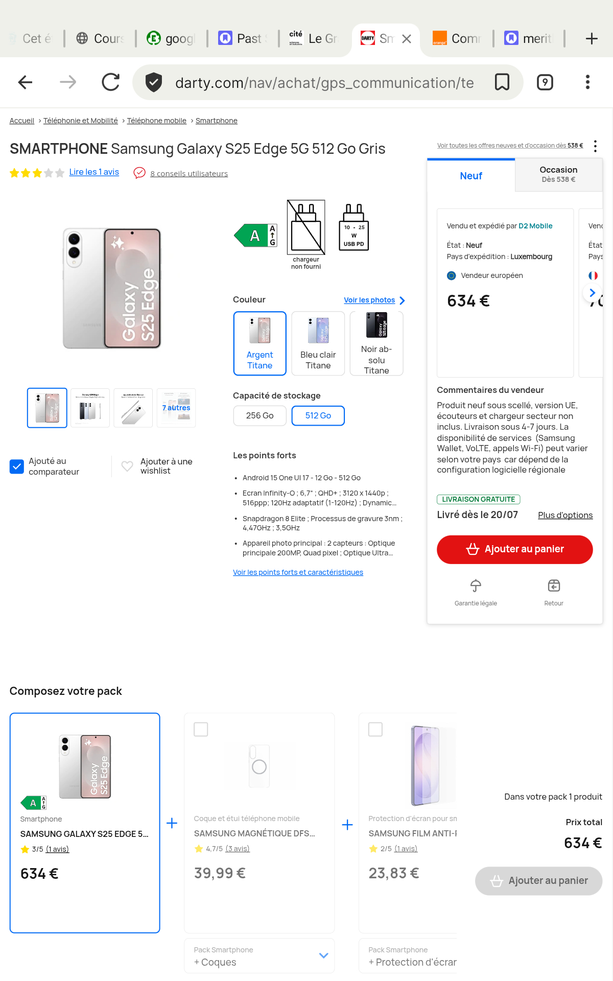 Samsung s25 edge 512go