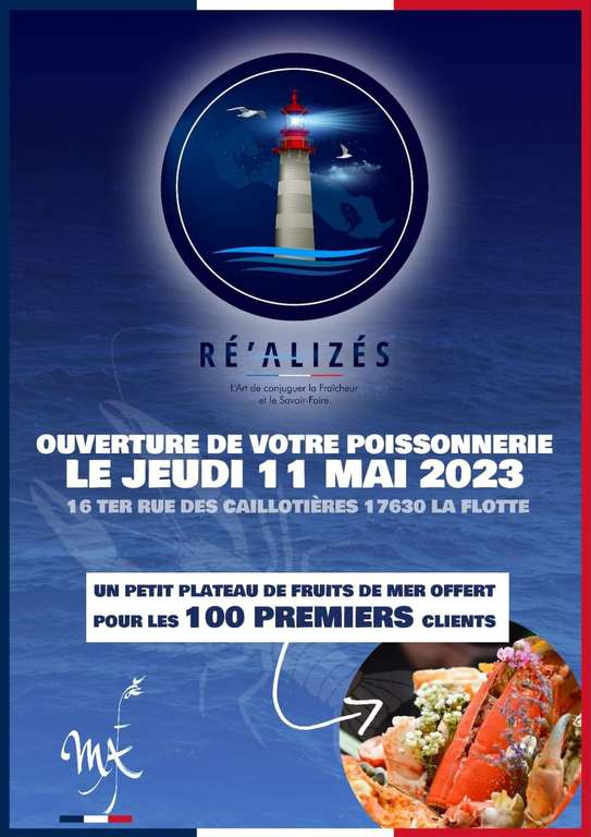 Petit plateau de fruits de mer offert pour les 100 premiers clients - Ré'Alizés La-Flotte-en-Ré (17)