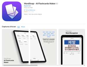 Abonnement Premium à vie, WordSnap- AI Flashcards Maker Gratuit sur iOS