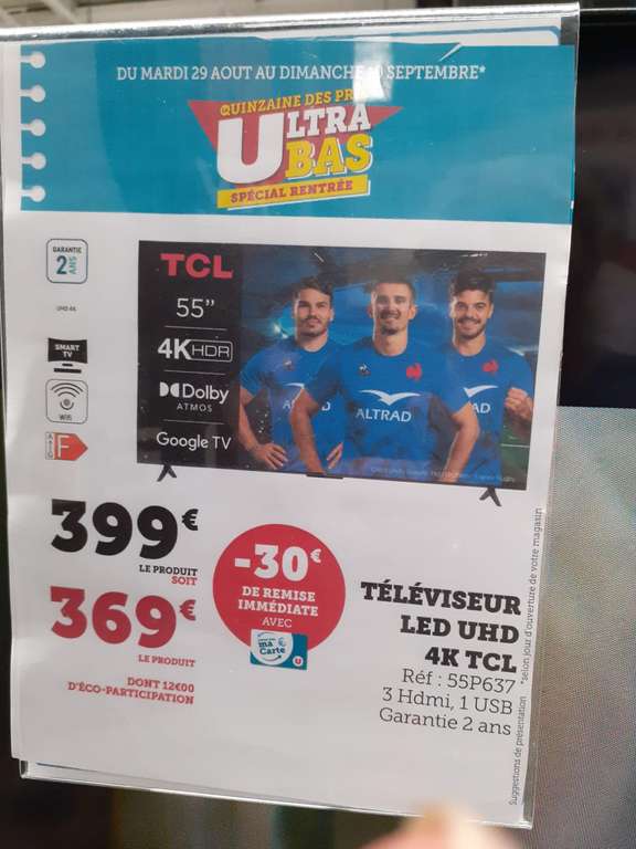TV 55" TCL 55P637 - 4K UHD, LED, Google TV, 50Hz - Agde (34)