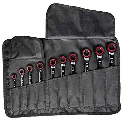 Set de 10 clés mixtes Bosch Professional 8-19 mm (clés plates + clés polygonales à cliquet) + sac de transport