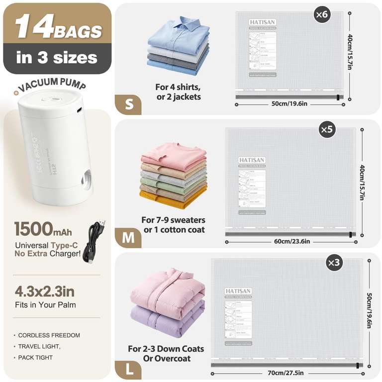 Sacs Sous Vide pour Vêtements - 2025 AIDONS Réutilisables Sac Compression Sous Vide avec Pompe IP67 Étanché Ultra-Légers Idéaux pour Valises Déplacement et Vacances (1 Sacs sous vide sans Pompe Sacs Sous Vide pour Vêtements - 2025 AIDONS Réutilisables Sac Compression Sous Vide avec Pompe IP67 Étanché Ultra-Légers Idéaux pour Valises Déplacement et Vacances (1 Sacs sous vide sans Pompe