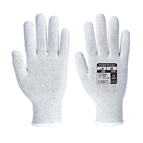Lot de 4 paires de gants anti-statiques Portwest A197 - gris (tailles S ou L)