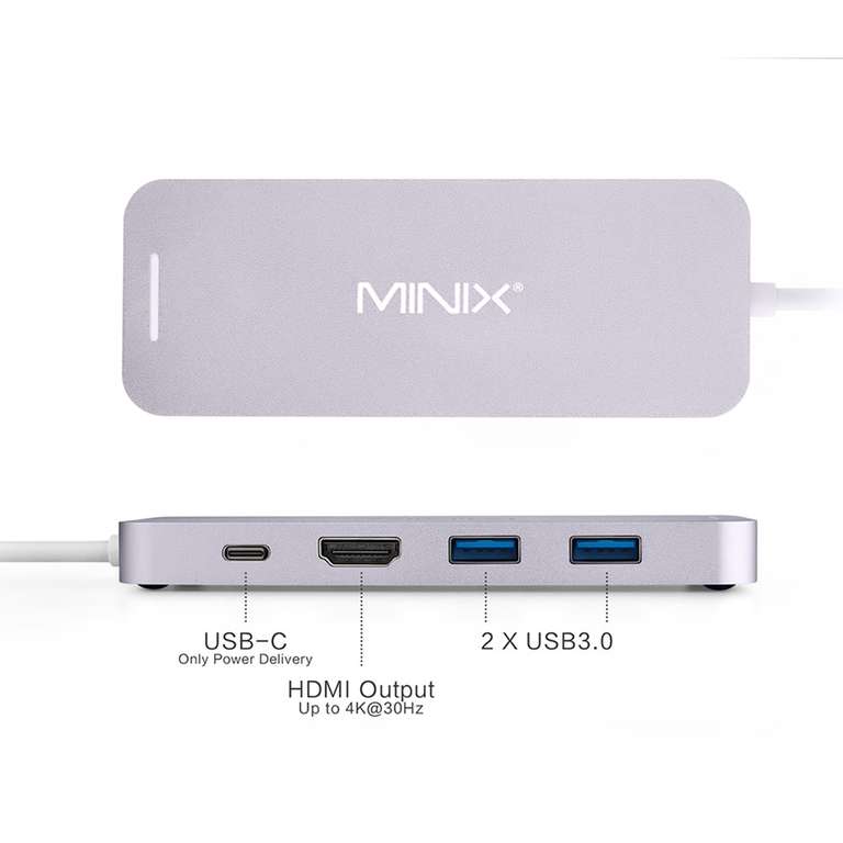 Hub Minix Neo S2 - USB-C, SSD 240 Go intégré + 2 USB 3.0 + 1 HDMI 4k@30Hz + 1 USB-C power delivery