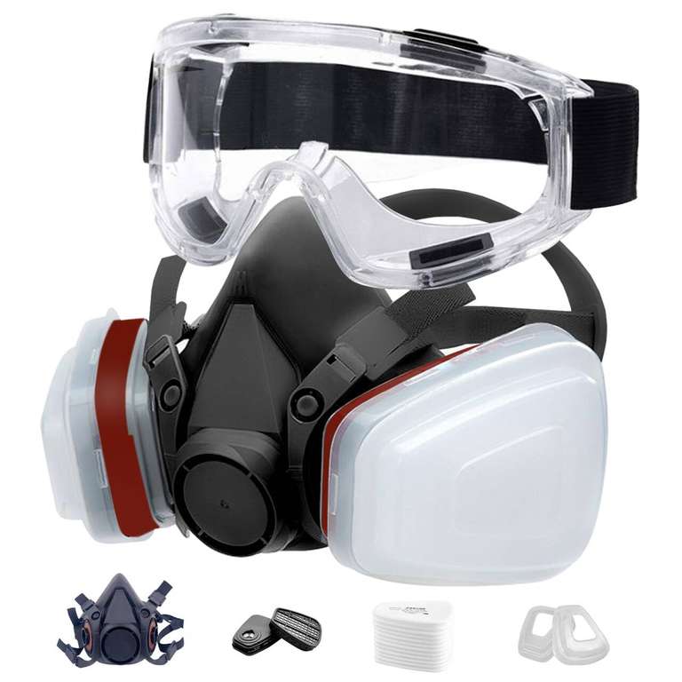 Masque Respiratoire Complet Réutilisable - Filtre Charbon Actif 40mm - Protection Poussière Gaz