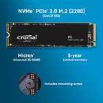 SSD interne M.2 NVMe PCIe 3.0 Crucial P3 CT1000P3SSD8 - 1 To, 3D NAND, Jusqu’à 3500 Mo/s