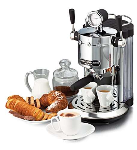 Machine à café expresso Ariete 1387/20 Caffè Novecento - 1100 W, 2 tasses, 15 Bar, Chrome, Argent / Noir