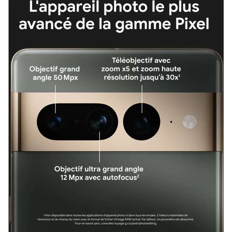 Smartphone 6.7" Google Pixel 7 Pro - 128 Go (via 100€ de bonus reprise en magasin)