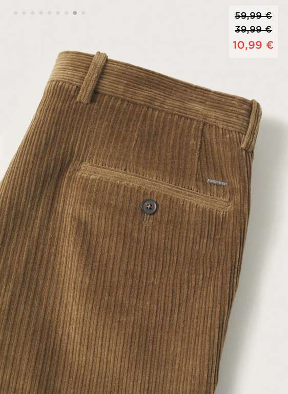 Pantalon velours côtelé à pinces (Tailles 38 et 40)