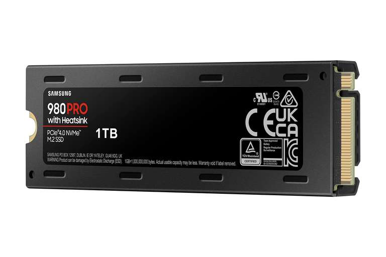 SSD Interne NVMe M.2 PCIe 4.0 Samsung 980 PRO MZ-V8P1T0CW - 1 To, Dissipateur de chaleur inclus, Compatible PS5