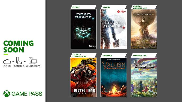 Guilty Gear -Strive-, Sid Meier’s Civilization 6, Valheim, Dead Space 2, Ni no kuni II..rejoignent le Game Pass sur Xbox, PC (Dématérialisé)