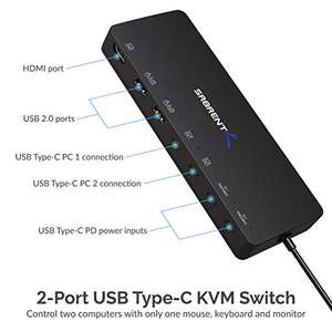Commutateur KVM Sabrent (USB-KCPD) - brancher 2 laptops sur un groupe écran/clavier/souris (Vendeur Tiers)