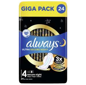 Paquet de 25 serviettes hygiéniques Always - Différentes variétés (2.67€ sur carte de fidélité + BDR 2€)