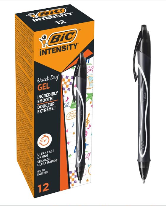 Boîte de 12 Stylos BIC Gel-ocity Quick Dry - Couleur Noir