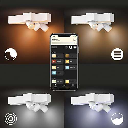 Lampe de plafond Philips Hue White & Color Ambiance Centris 3 Spots - Bluetooth, Compatible avec Alexa/Google/Homekit - Blanc