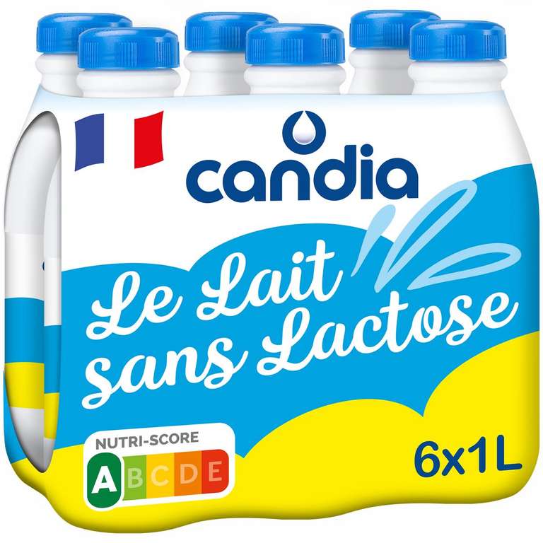 Pack de 6L de Lait doux et léger sans lactose Candia - 6 x 1L- Drive Sarcelles (95)