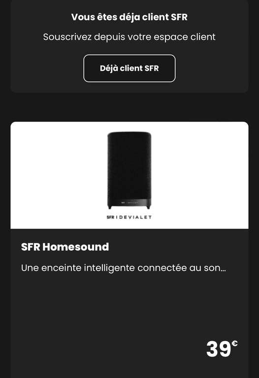 [Clients SFR] Enceinte connectée SFR HomeSound Devialet (Via ODR de 40€ sur facture)