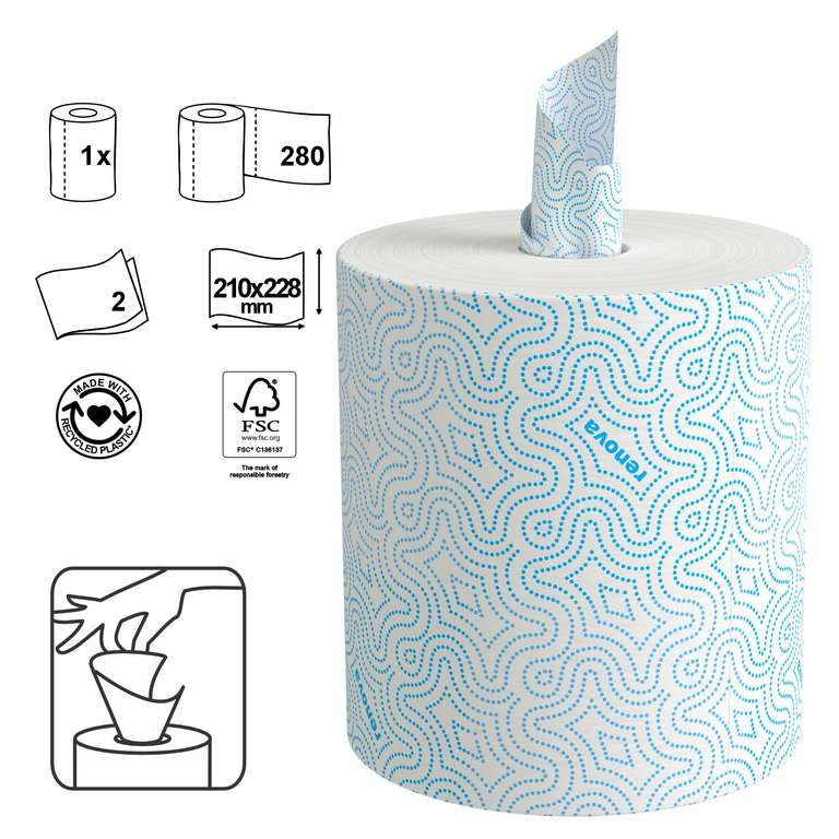 6 Rouleaux Papier Essuie-Tout Professionnel 100 M - 2700 Feuilles - Bleu Haute Absorption & Résistance - Usage Industriel & Hôtellerie