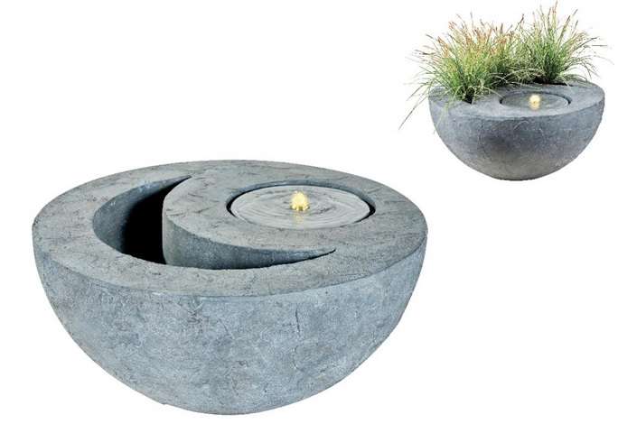 Fontaine de jardin + pot pour plantes LED CCV Brut A/Cachep EXT