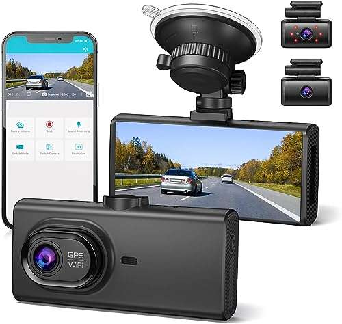 Caméra embarquée Dash Cam Auto - 3 Canaux, Avant(2160P)+Arrière(1080P)+Intérieur(1080P),  avec 64Go (vendeur tiers) –