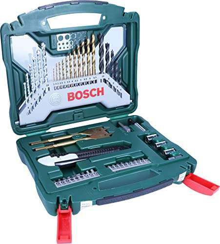 Ensemble de forets et de tournevis en titane X-Line Bosch Accessories - 50 pièces (pour bois, pierre et métal, accessoires perceuses)