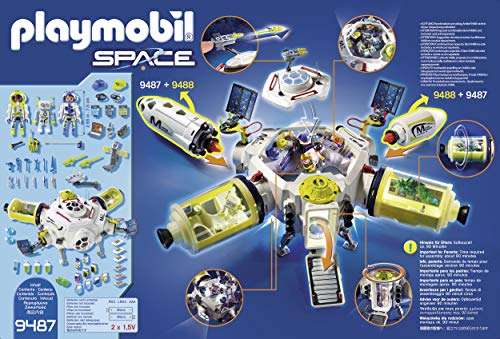 Jouet Playmobil Station Spatiale Mars- avec Deux astronautes, Un Robot, Un Lance-Missile Mobile - Space- Mission sur Mars Espace 9487