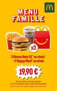 [Restaurants participants] Menu Famille McDonalds : 2 menus Best Of + 2 Happy Meal