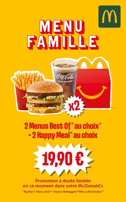 [Restaurants participants] Menu Famille McDonalds : 2 menus Best Of + 2 Happy Meal
