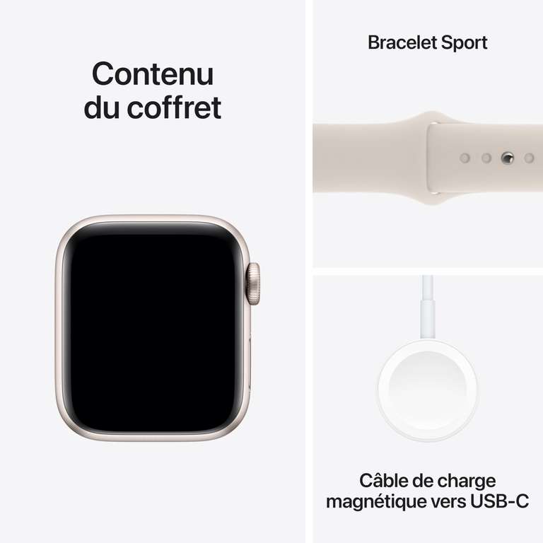 Montre connectée Apple Watch SE 2 - lumière stellaire - 40mm, S/M