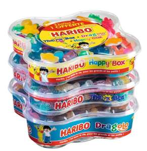 Lot de 3 boîtes de bonbons Haribo Dragolo (750g) + Happy Box (600g) + Pik Box (550g)