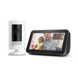 Caméra sans fil Ring Stick Up Cam Battery Wi-Fi (Blanc ou Noir) + Ecran connecté Amazon Echo Show 5 2021 (Anthracite)