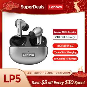 Écouteurs sans-fil Bluetooth Lenovo LP5 - Gris ou Blanc (2022 - Edition Fast charge)