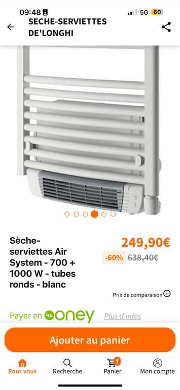 Sèche-serviettes Air System - 700 + 1000 W - Tubes Ronds - Blanc