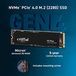 SSD interne M.2 NVMe 4.0 Crucial P3 Plus - 4 To, QLC (Jusqu'à 5000-4200 Mo/s)