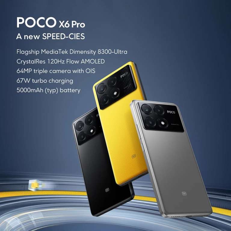 Smartphone 6.67" Xiaomi POCO X6 Pro 5G - 120Hz, Triple Caméra 64MP, Charge Turbo 67 W