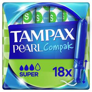 Paquet de 18 tampons Tampax Pearl Compak Super (Via 2.90€ sur la carte fidélité + ODR de 1.40€) - Dans une sélection de Drive
