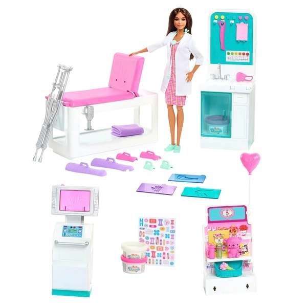 Jouet Barbie Coffret clinique médicale (+ 30 accessoires)