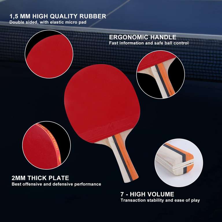 Lot de 2 Raquettes de Tennis de Table avec 3 Balles (Vendeur Tiers)
