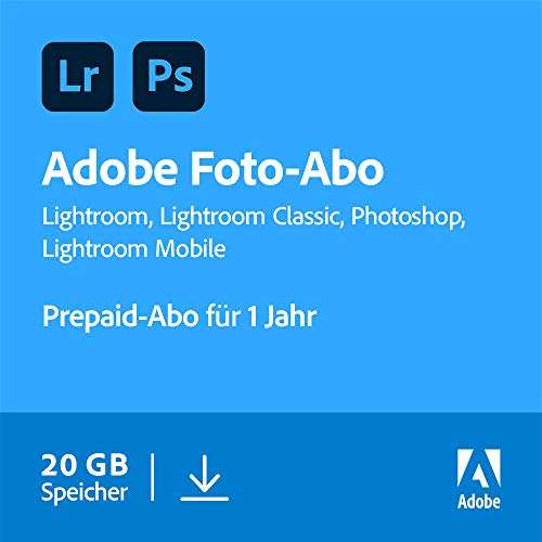 Licence de 12 Mois pour Adobe Creative Cloud Photographie 20 Go: Photoshop + Lightroom (Dématérialisé)