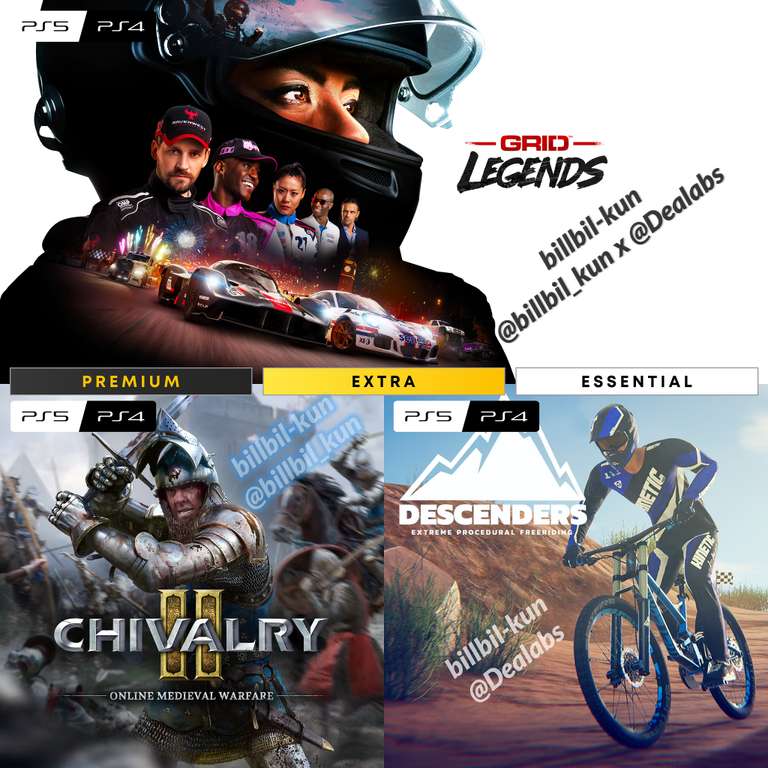 [PS+ Essential et +] Jeux de Mai 2023 : GRID Legends, Chivalry 2 & Descenders sur PS5/PS4 (dématérialisés)
